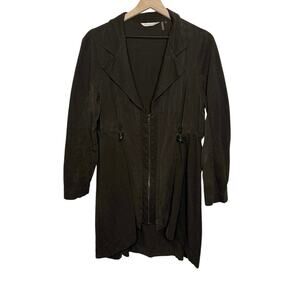 SOFT SURROUNDINGS Women's L Santa Rosa Cotton Long Jacket Brown High Low Zip